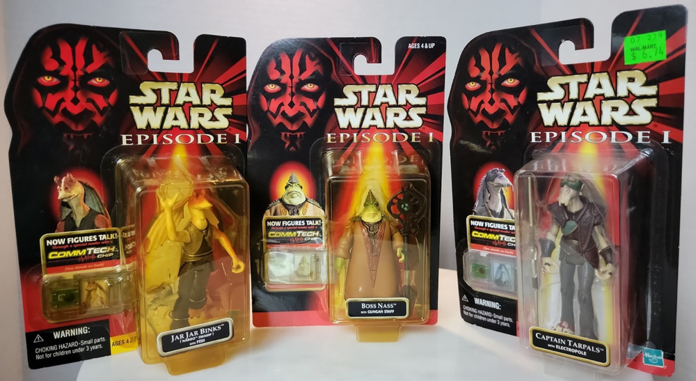 Star Wars Episode 1 TPM Jar Jar Binks with fish, Boss Nass, Captain Tarpals 1999